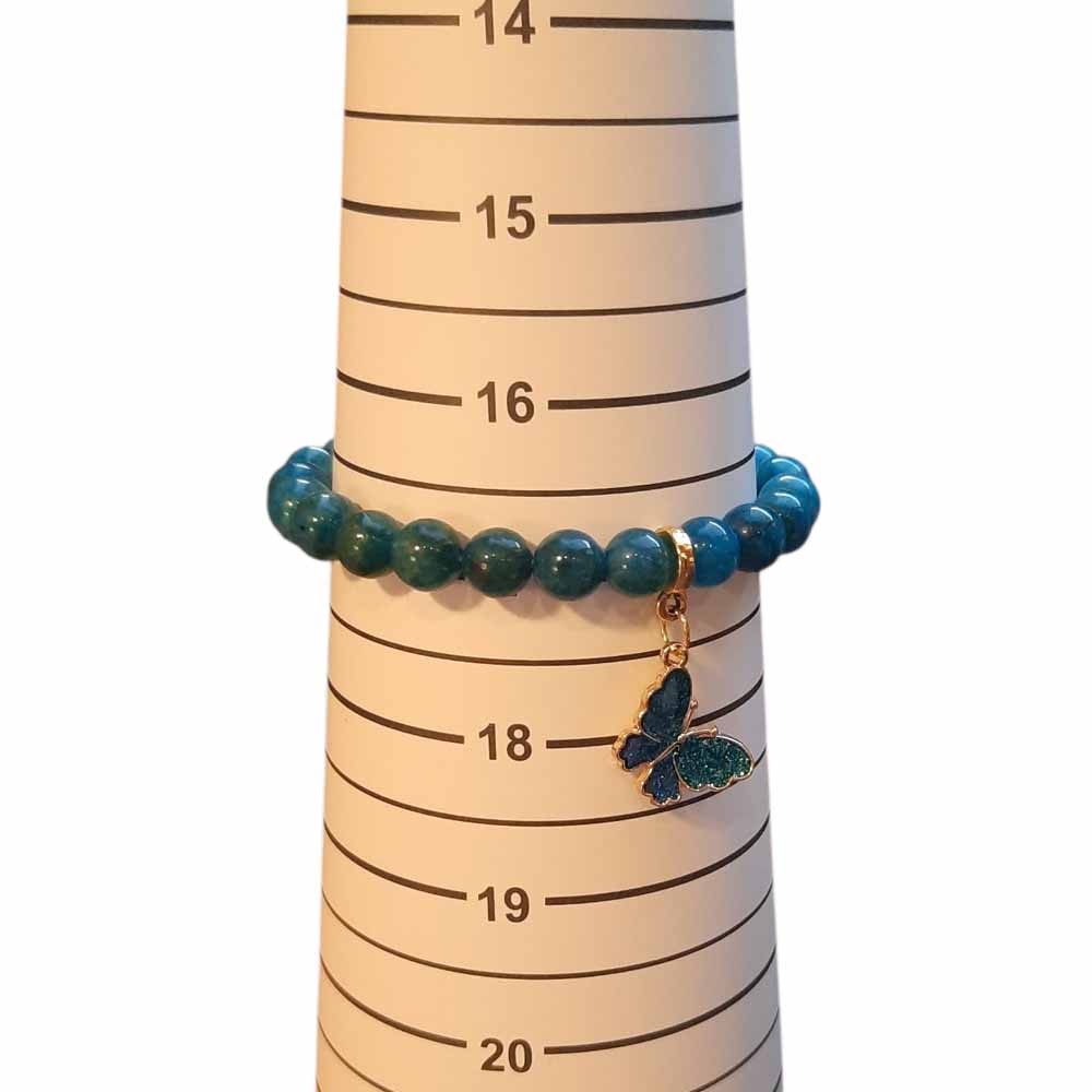 Blue Beaded Bracelet with Butterfly Charm