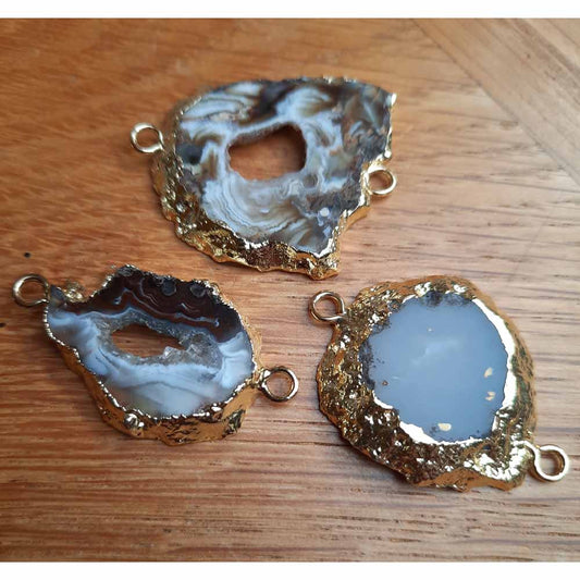 3x Drusy Stone Link Pieces