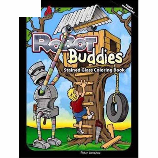 Robot Buddies Stained Glass Colouring Book