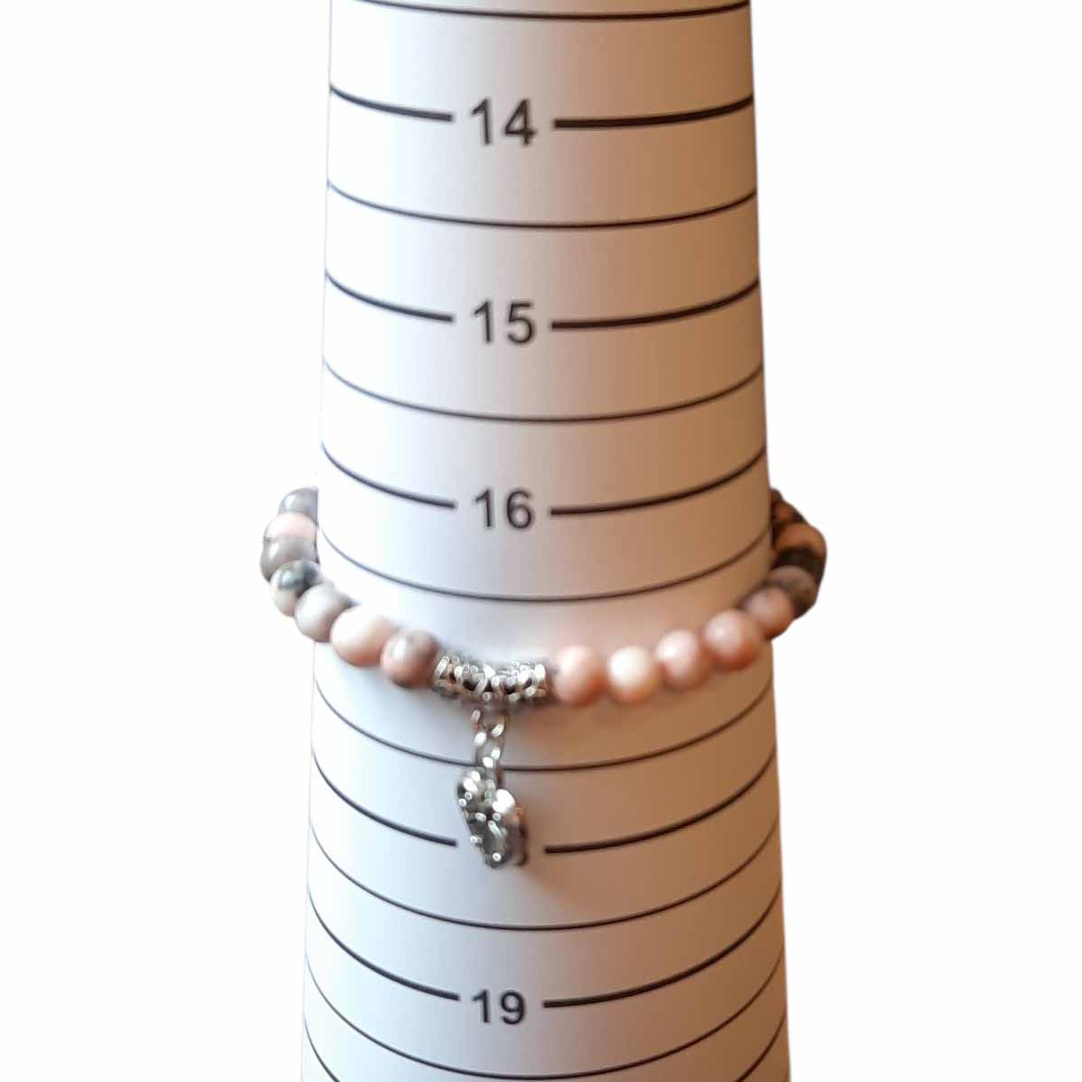 Pink Japser Bracelet with Charm