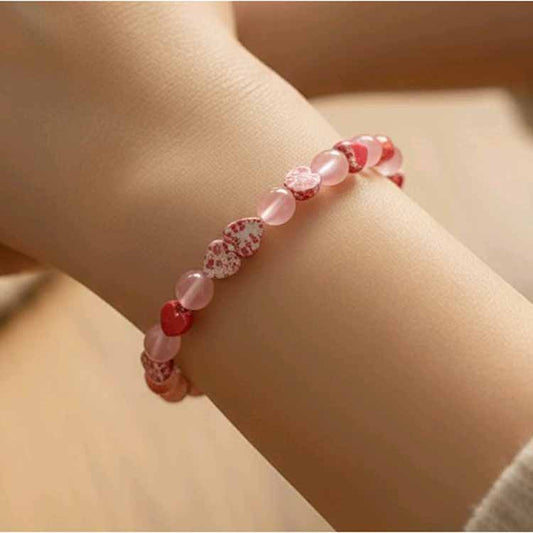 Quartz & Stone Hearts Bracelet