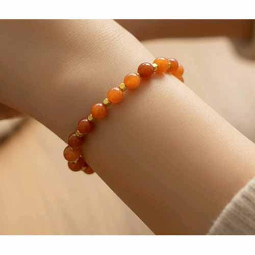 Orange & Gold Beaded Bracelet