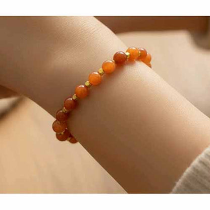 Orange & Gold Beaded Bracelet