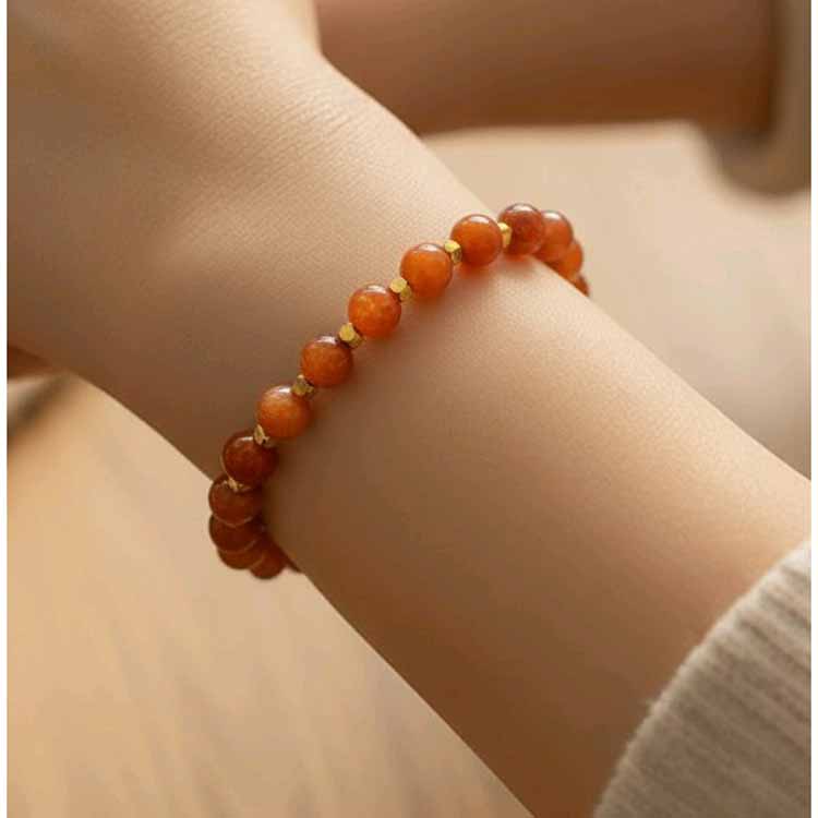 Orange & Gold Beaded Bracelet