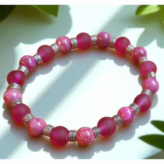 Vivid Pink Beaded Bracelet