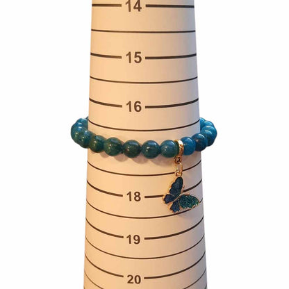 Blue Beaded Bracelet with Butterfly Charm