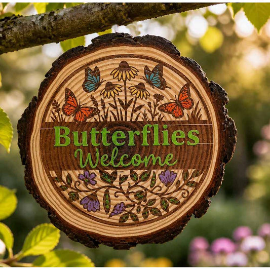 Butterflies Welcome Garden Sign (22cm)