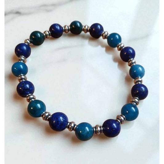 Two Tone Blue Beaded Bracelet