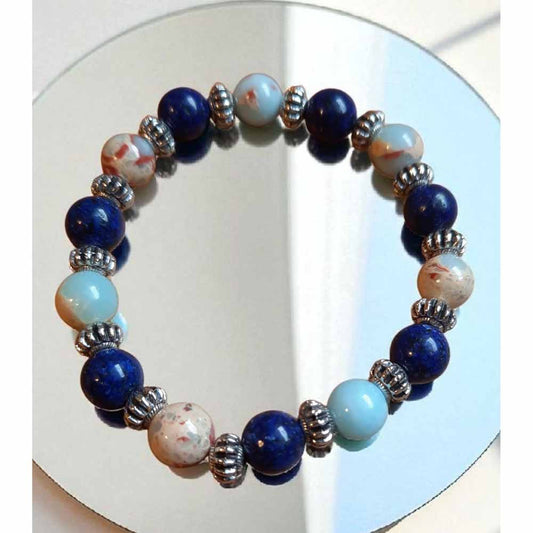 Dark & Soft Blue Beaded Bracelet