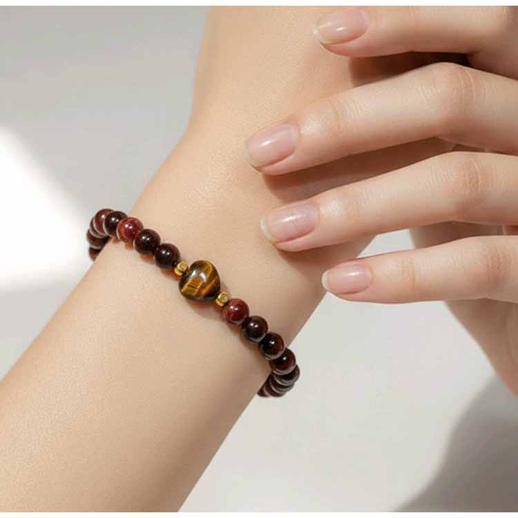 Tigers Eye & Agate Heart Bracelet