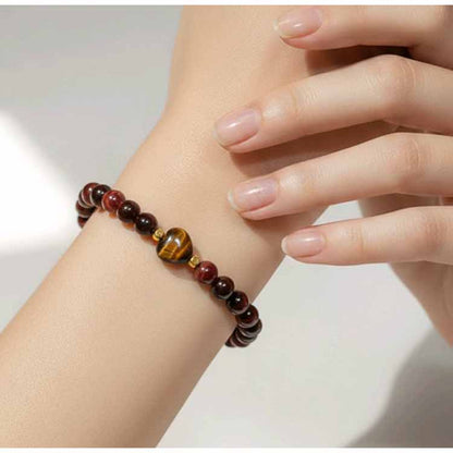 Tigers Eye & Agate Heart Bracelet