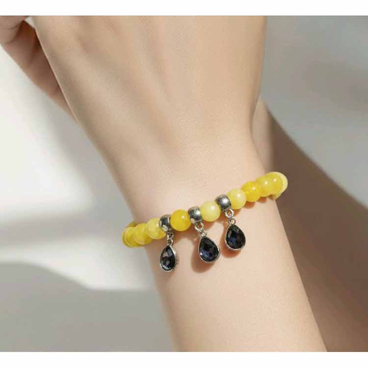 Yellow & Purple Stone Beaded Bracelet