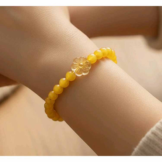 Yellow Agate & Glass Bracelet