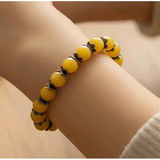 Yellow and Silver Beaded Bracelet