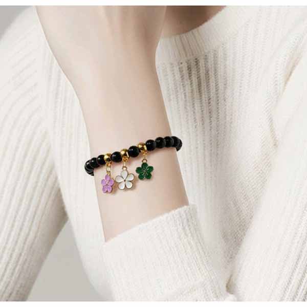 Agate & Enamel Beaded Bracelet