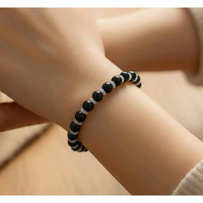 Obsidian & Calcite Beaded Bracelet