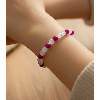 Rose Quartz & Banded Agate Bracelet