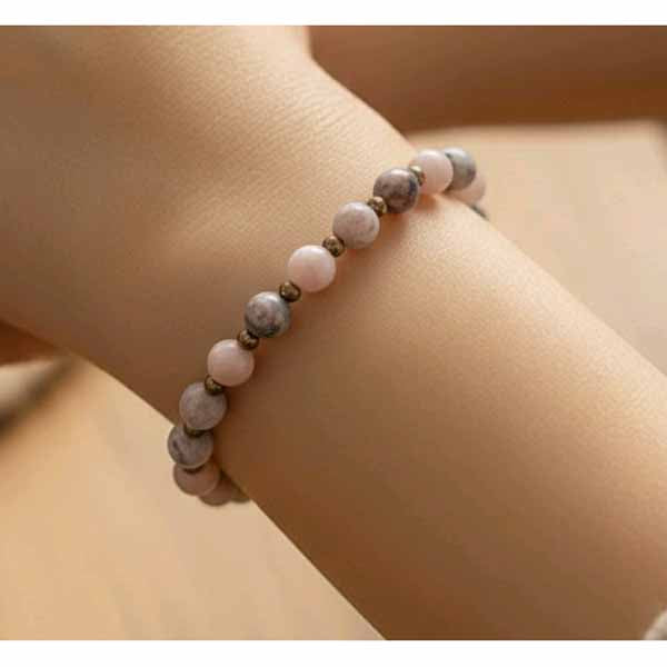 Pink & Grey Beaded Bracelet