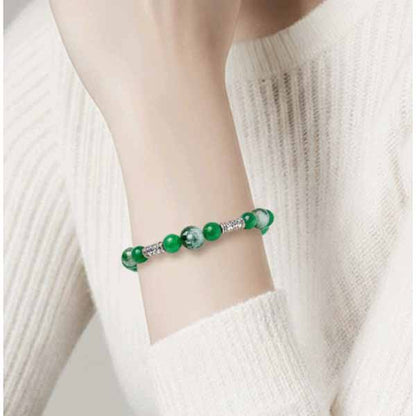 Silver & Green Stone Bracelet
