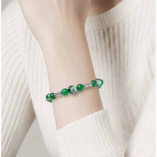 Silver & Green Stone Bracelet