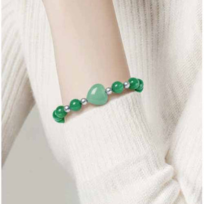 Green Beaded Bracelet with Heart