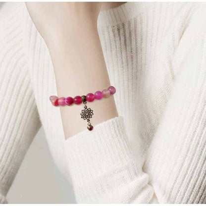 Pink Agate & Charm Bracelet