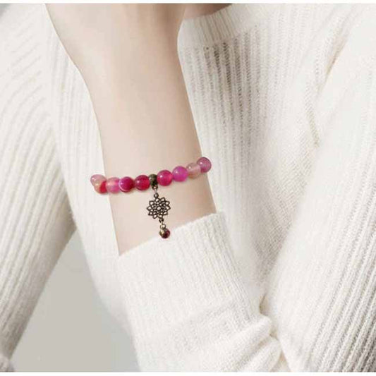 Pink Agate & Charm Bracelet