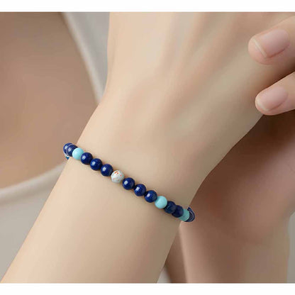 Two Tone Blue Stone Beaded Bracelet