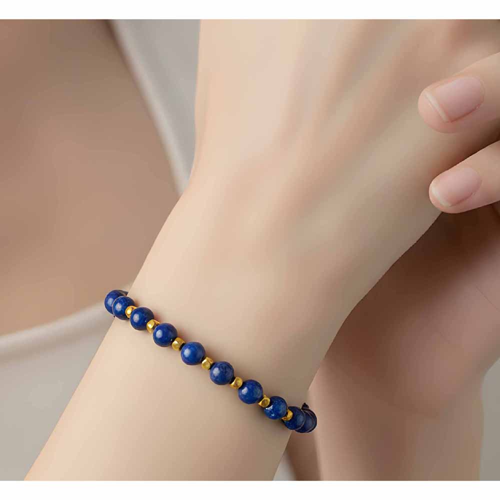 Blue & Gold Beaded Bracelet