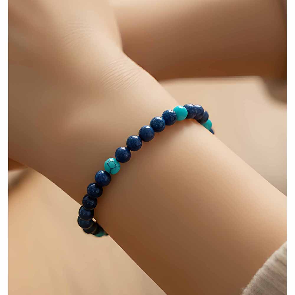 Two Tone Blue Stone Beaded Bracelet