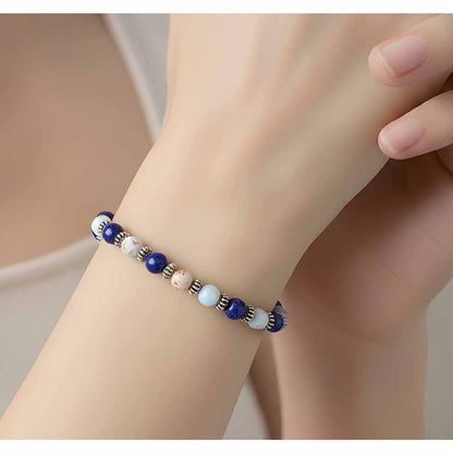 Dark & Soft Blue Beaded Bracelet