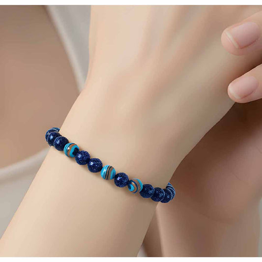 Goldstone & Blue Agate Bracelet