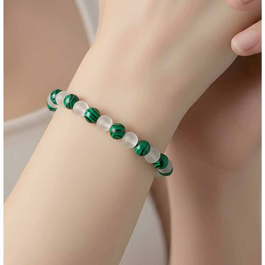 Green & White Beaded Bracelet