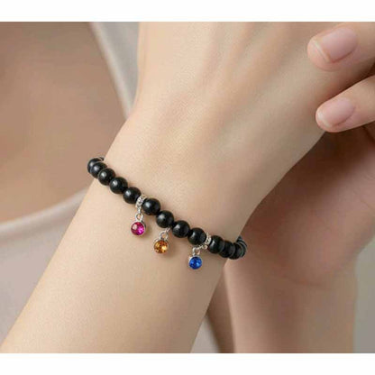 Agate Bracelet with Pink, Yellow & Blue Charms