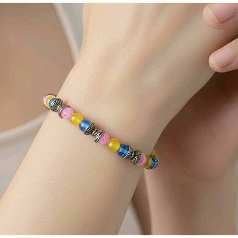 Agate Bracelet - Blue, Yellow, Pink