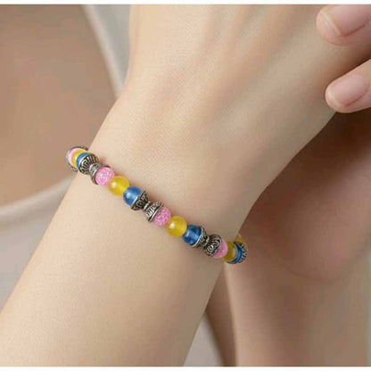 Agate Bracelet - Blue, Yellow, Pink