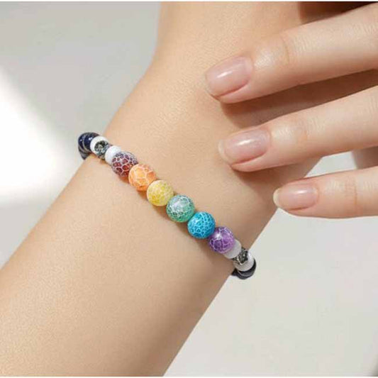 Agate & Glass Bracelet - Rainbow Colours