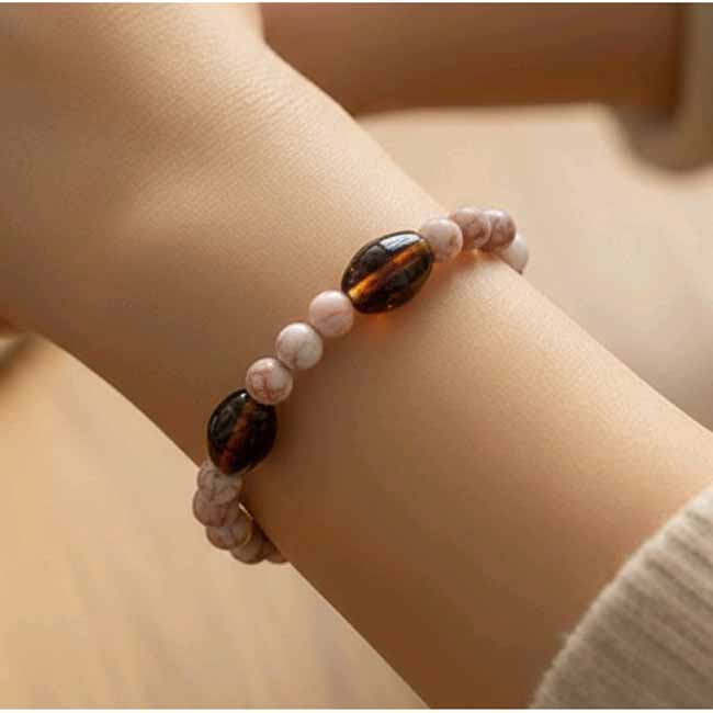 Rhodonite & Glass Bracelet