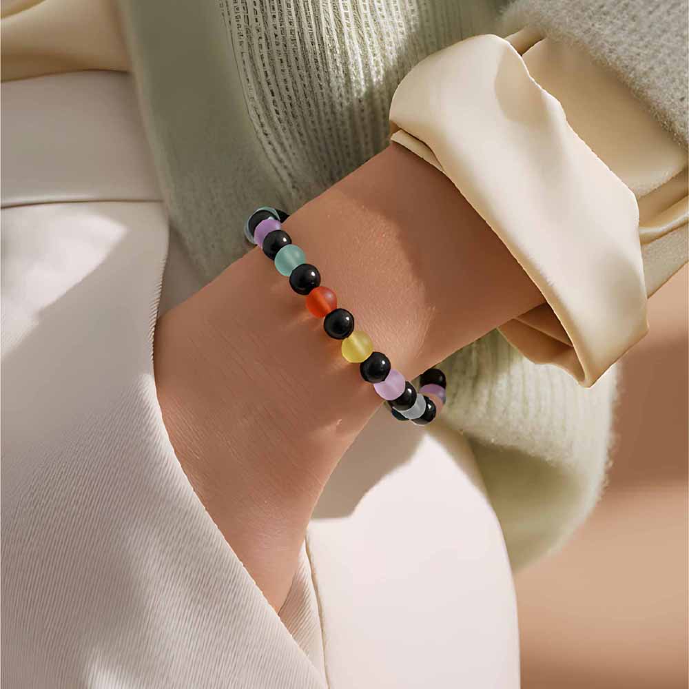 Agate & Glass Beaded Bracelet