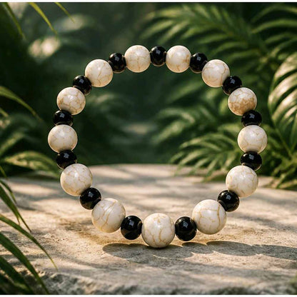Howlite and Black Agate Bracelet
