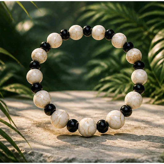 Howlite and Black Agate Bracelet