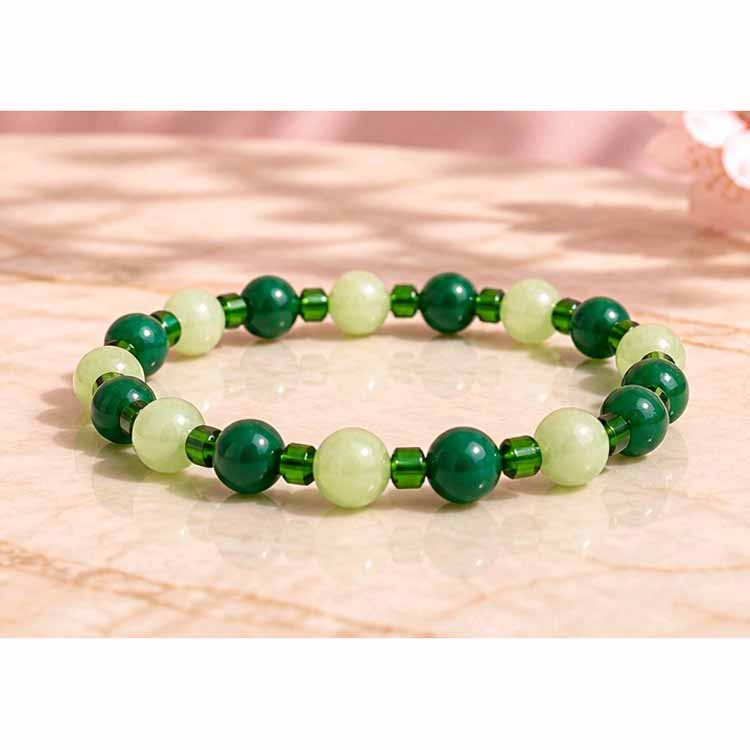 Green Stone & Glass Bracelet