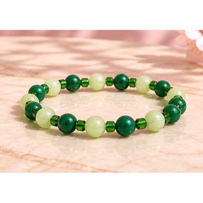 Green Stone & Glass Bracelet