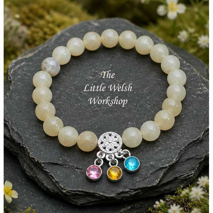 Aragonite Bracelet with Glass Charms