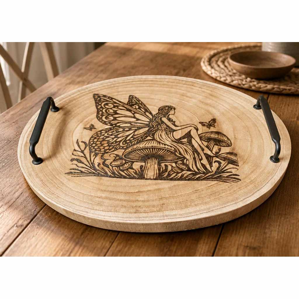 Large Wooden Tray - Fairy on Toadstool