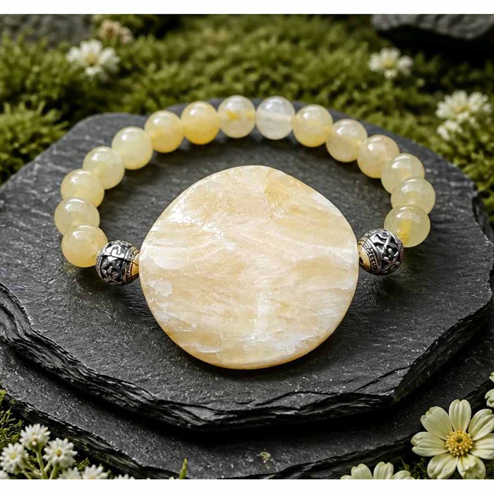Honey Jade Bracelet with Feature Bead