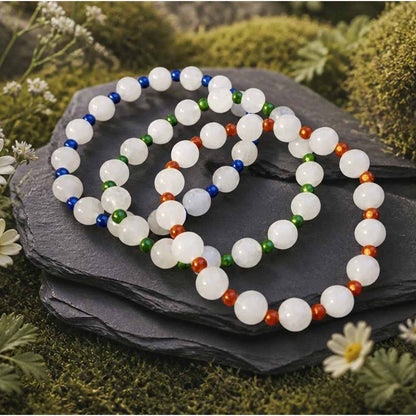 Set of 3 White Jade Stacking Bracelets