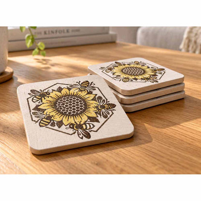 Bees & Sunflower Coasters