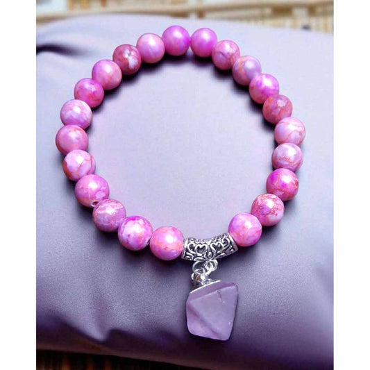 Pink Stone Beaded Bracelet