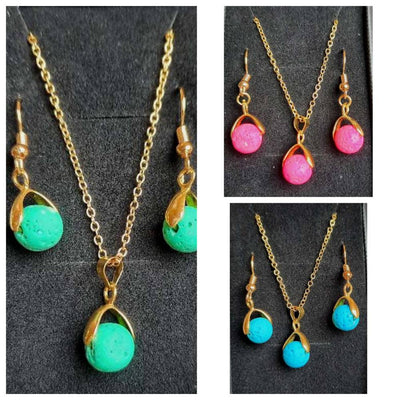 Lava Bead Earrings & Necklace Sets